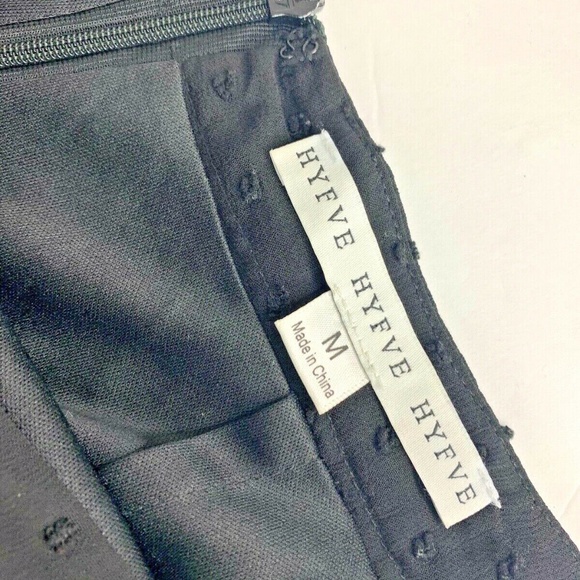 Hyfve Womens Sz M Black Black Dots Ruffle Hem Skirt Mini 14 in chest laying fla - Picture 3 of 3